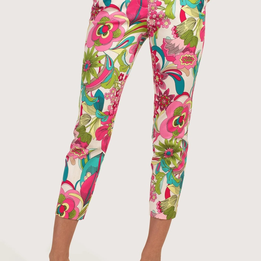 Trina Turk Moss 2 Pant Size 12 Mod Floral Crop Pant